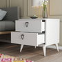 Hanah Home Mesilla de Noche Bohemia 3634 Blanco 52x55x45 cm con 2 Cajones y Estantes